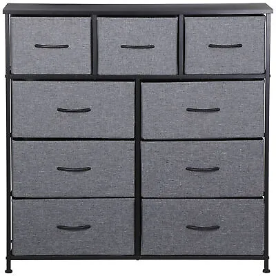 Versatile Fabric Storage Organizer Dresser Metal Frame W/ 9 Drawers Drak Gray • $61.58