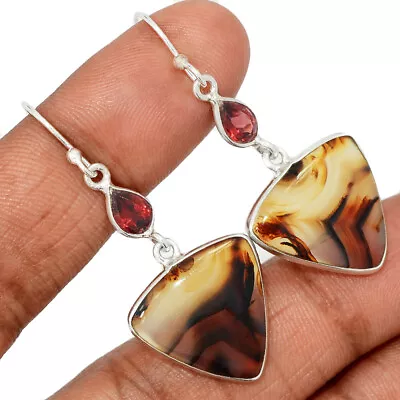 Natural Montana Agate From The Yellowstone River 925 Silver Earrings CE29871 • $20.23