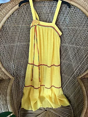 Vintage Women’s 70s Summer Dress Midi Hippy Yellow • $24.99