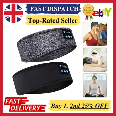 Wireless Bluetooth Headband Eye Sleep Mask Headphones Headset Music Sports UK • £7.99