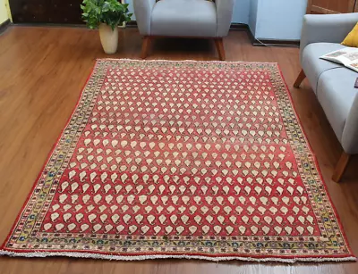 4x6 Carpet RED Hand Knotted Oriental Vintage Wool Traditional Geometric Area Rug • $280