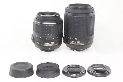 [AS IS] Lot Of 2 Nikon AF-S NIKKOR 18-55mm F3.5-5.6G + 55-200mm F4-5.6G VR Lens • $203.02