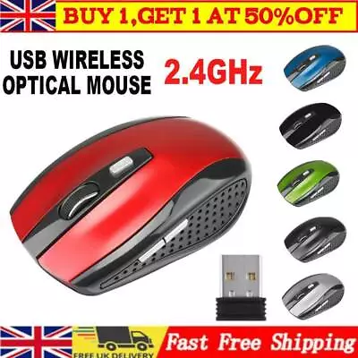 2.4GHZ Wireless Cordless Mouse Mice Optical Scroll PC Laptop Computer USB • £6.99