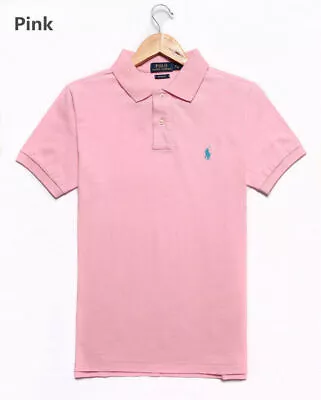 Ralph Lauren Men Polo Shirt Polo T-Shirt Tops Casual Shirts With Logo Cotton UK • £19.85