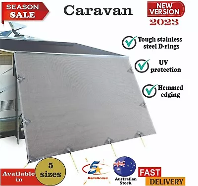 5 Sizes Caravan Privacy Screens 1.95m Roll Out Awning End Wall Side Sun Shade • $57.97