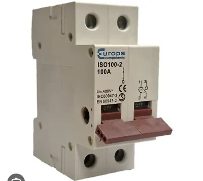 Europa ISO100-2 100A Double Pole Main Switch Isolator • £10
