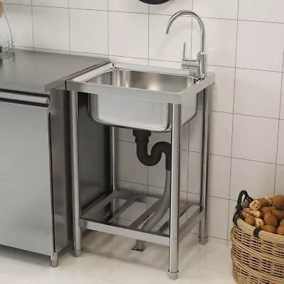 Stainless Steel Metal Camping Sink With Tap And Drainage Pipe Outdoor Wash Basin • £72.95