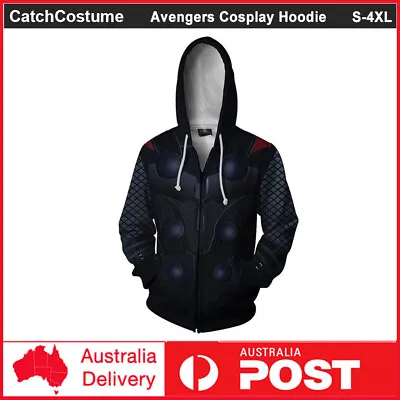 Avengers Endgame Thor Cosplay Hoodie Jacket Costume 3D Hooded Zipper Sweatshirt • $38.95