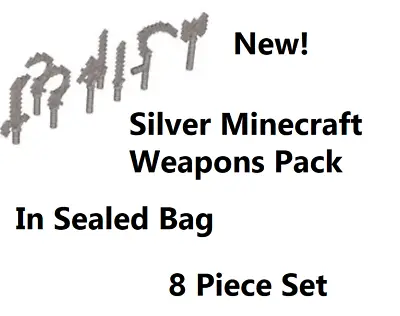 Minecraft Silver Weapon Pack Set Of 8 Lot Double Axe Sickle Sword Blades Gear • $14.26