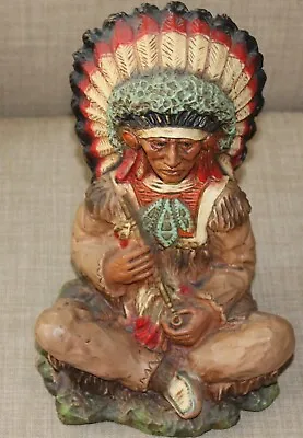 1972 Universal Statuary Vintage 9   Indian Chief  With Peace Pipe  #225 A Beauty • $19.99