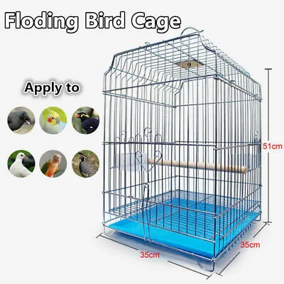 Folding Parrot Cockatiel Parakeet Bird Cage Canary Finch House With Stand Kit • $36.09