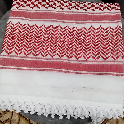 Keffiyeh Scarf Palestine Shemagh Original Arab Kufiya Scarf Red Made In Palestin • $13.95