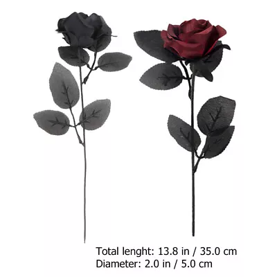  2 Pcs Dark Imitation Rose Vintage Decoration Silk Flowers Artificial Bouquet • $19.29