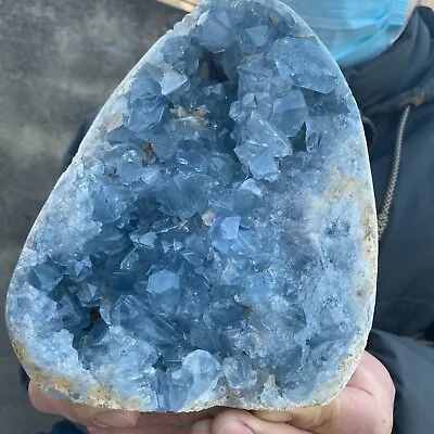 7.61LB LargNatural Beautiful Blue Celestite Crystal Geode Cave Mineral Specimen • $26