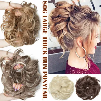 85G Thick Real As Human Messy Bun Hair Piece Scrunchie Updo Wrap Hair Extension • $10.60