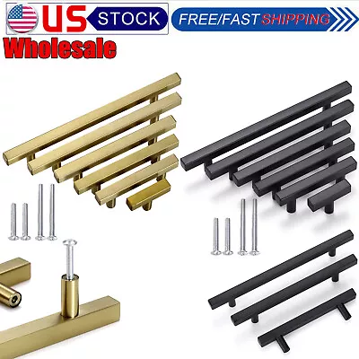 $10.79 • Buy Stainless Steel Kitchen Square Cabinet Handles Black Gold T Bar Drawer Pulls LOT