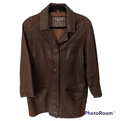 Oakwood Vintage Leather Classic Button Up Jacket M Long Fully Lined Pockets. • £95.55