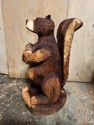 £140 • Buy Chainsaw Carving  Squirrel Sussex Elm Wood Home Garden Rustic Sculpture Art Look