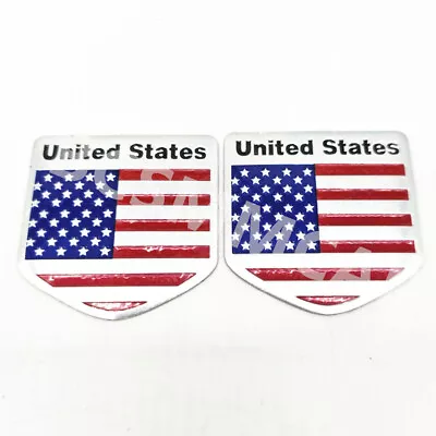 2PCS 3D Metal USA Flag Shield Car Window Trunk Rear Emblem Badge Decal Sticker • $11.96