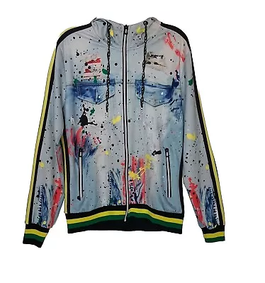 Men's Royal 7Even Size Small Full Zip Hoodie Splashed Paint Design • $18