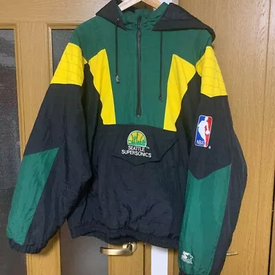 NBA Seattle Supersonics Nylon Jacket XL Size Free Shipping From Japan • $358.21