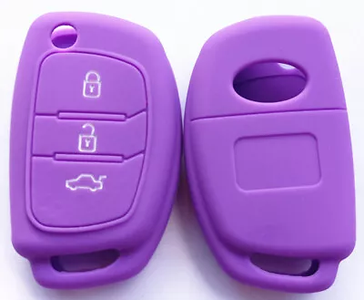 PURPLE SILICONE CAR FLIP KEY COVER FOR HYUNDAI I10 I20 I30 IX35 ELANTRA ACCENT • $8.99