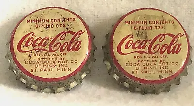 Vintage Coca Cola Bottle Caps Coke Metal Cork St Paul Minnesota MN Co Pair Set 2 • $6.99