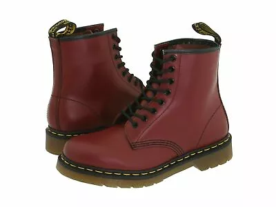 NIB Dr. Martens 1460 8 Eye Leather Boots Unisex 11822600 CHERRY RED SMOOTH BOOTS • $104