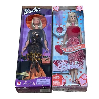 Mattel Halloween Barbie & Valentines Day Blonde Witch + Red Dress Doll Heart NEW • $12.95