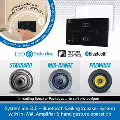 Systemline E50 In-Wall Bluetooth HiFi Music System With 6.5  Ceiling Speakers • £270