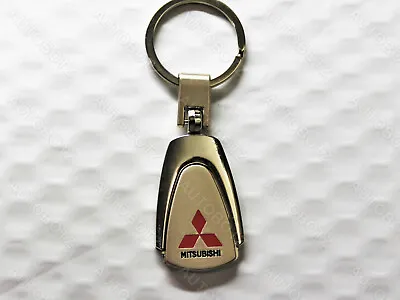 For MITSUBISHI Metal Chrome Tear Drop Laser Engraved Keychain Key Fob Ring  • $10.95