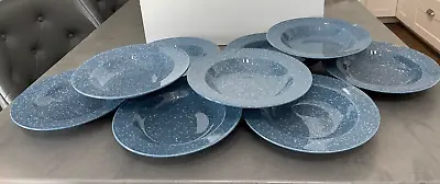 Mikasa Ultrastone Country Blue CU501 Soup Plates (9) • $60
