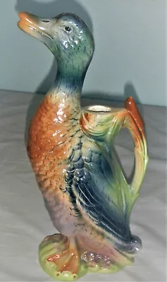 Vintage Majolica Duck Carafe / Water Pitcher – St. Clement - France • $59.50