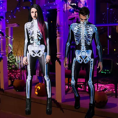 Adult Halloween Costumes Men Women Cosplay Skeleton Costume Scary Funny • $18.65