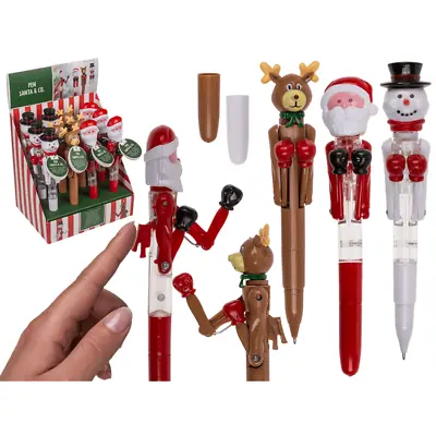 Christmas Pens Novelty Punching Reindeer Santa Snowman Stocking Filler Xmas Gift • £5.95