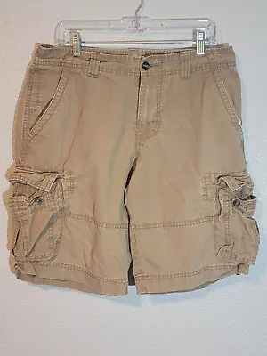 Mossimo Supply Co Cargo Shorts Mens Size 34 Flat Front 11 Inch Inseam Brown • $10.99