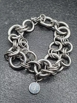 Signed Calvin Klein Chunky Silver Tone Bracelet 8  • £29.90