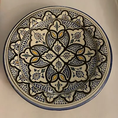 Vintage Ahmed A:Serghini Safi Blue/Green Geometric Wall Plate/Dish  Morocco • $89.99