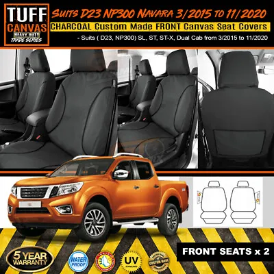 TUFF HD TRADE Canvas FRONT Seat Covers D23 Navara NP300 ST ST-X 3/2015-20 CHARC • $169