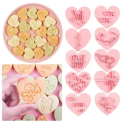 Baking Mould Plunger Valentine's Day Biscuit Mold Love Heart Cookie Cutter • £8.97