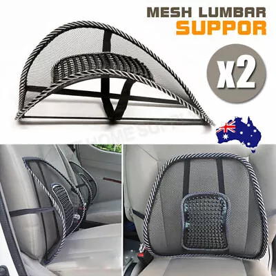 $21.98 • Buy 2x Mesh Back Rest Lumbar Support Office Chair Van Car Seat Home Pillow Cushion