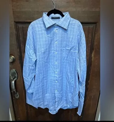 Nautica Royal Oxford Dress Shirt Cuff Link Pinpoint Collar Size 18 34/35 • $8