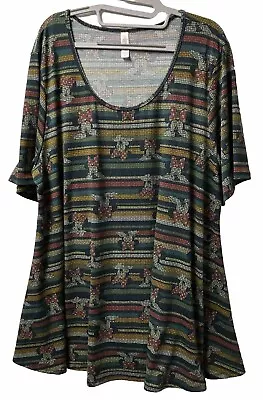 LuLaRoe Classic Tee Shirt Multicolor Minnie Mouse Disney Stripes Poly Blend 3XL • $19.99