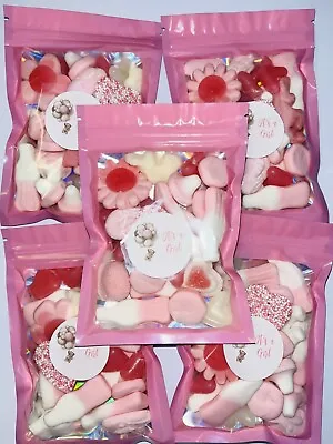 It's A Girl Teddy Baby Shower Gummy Jelly Sweet Pouch Party Bag Pink Pick Mix • £1