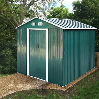 8 X 6FT Garden Metal Storage Shed Tool House Outdoor Backyard Base Shelter Sheds • £275.95