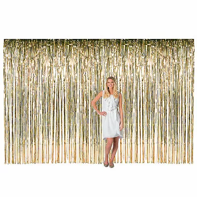 Large Gold Metallic Fringe Backdrop Curtain Party Decor 1 Piece • $24.99