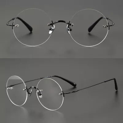 Mens Womens Eyeglass Frames Titanium Rimless Round Glasses Frame Rx-able K • $55.79