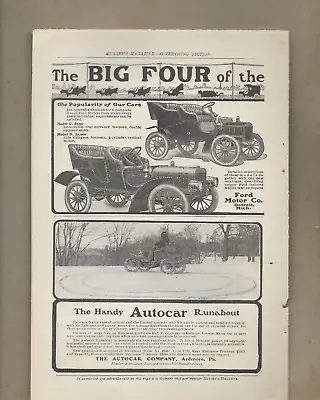 FORD MOTOR CO. MODEL B C & AUTOCAR RUNABOUT REO TOURING CAR ELMORE 04-1906 Ads • $18.95