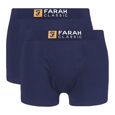 Farah 2 Pack Plain Keyhole Boxers Tagless For Zero Irritation Soft Cotton Jersey • £10.99