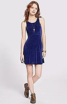 FREE PEOPLE  Lady Jane Blue Embossed Dress Sz.S NWT $98 WOW! • $34